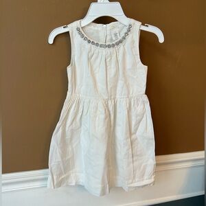 J. Crew Crewcuts White Sleeveless Dress w Silver Rhinestone Size 5 Flower Girl